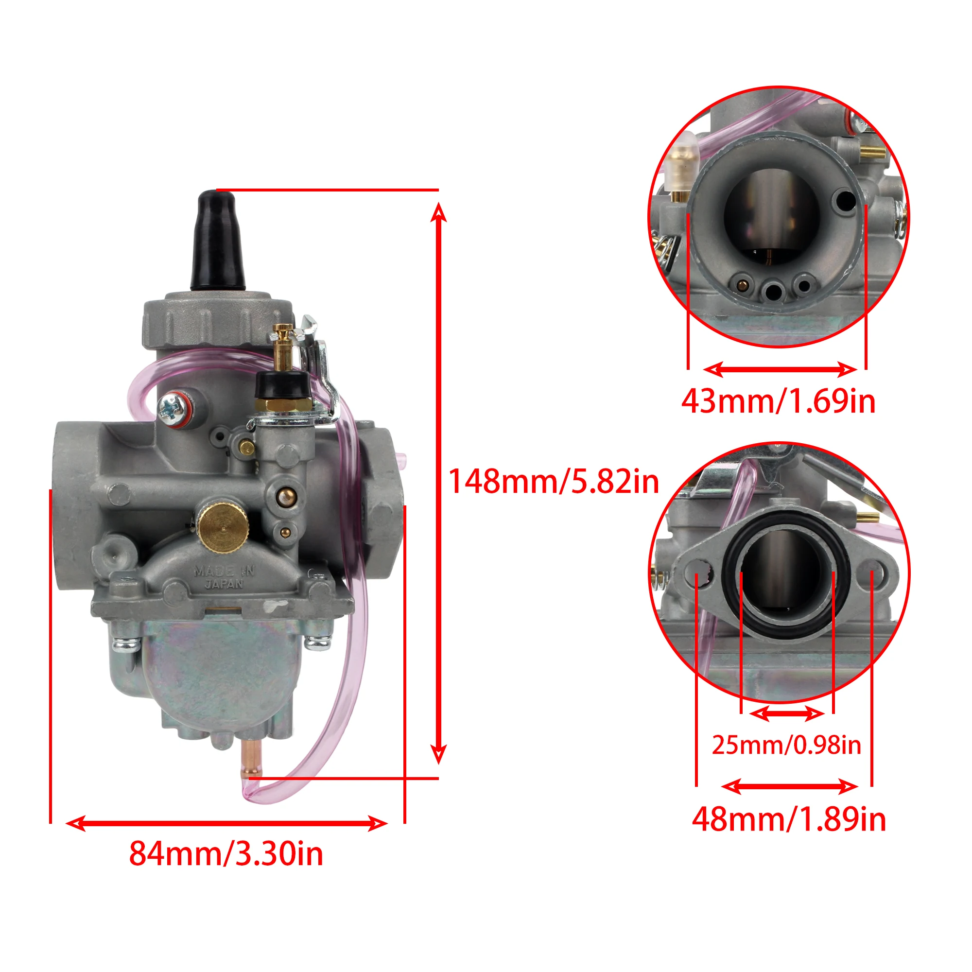 Motorrad 25mm Vergaser für Suzuki TS125 TS125N TC125 DS125 TS100 DS100 2-Takt 65cc 80cc 85cc 100cc 125cc Dirt Bike Vergaser – Detail 1