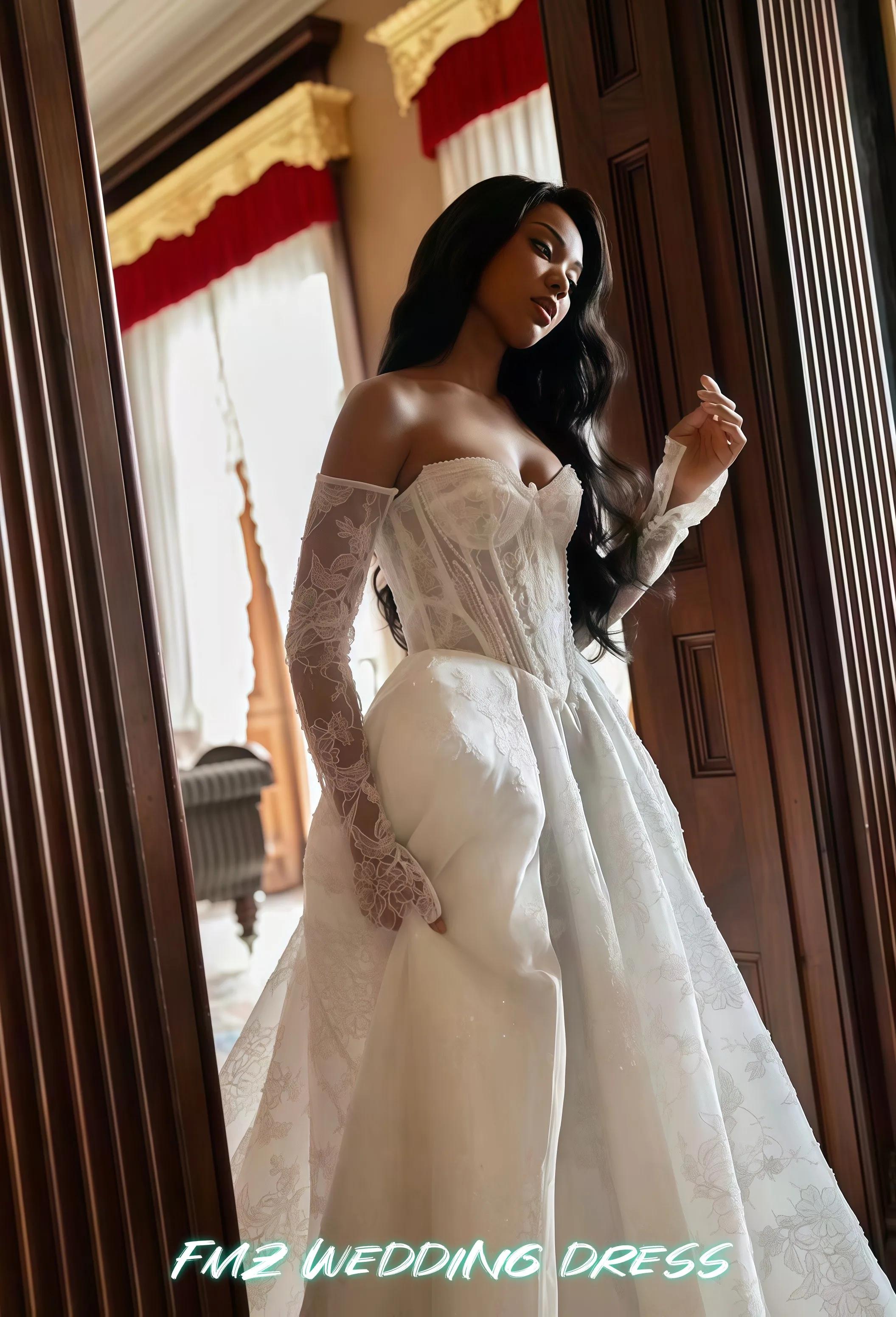 Customized Sweet collar long-sleeved A-LINE beaded luxury wedding dress vestidos de novia robe de mariee