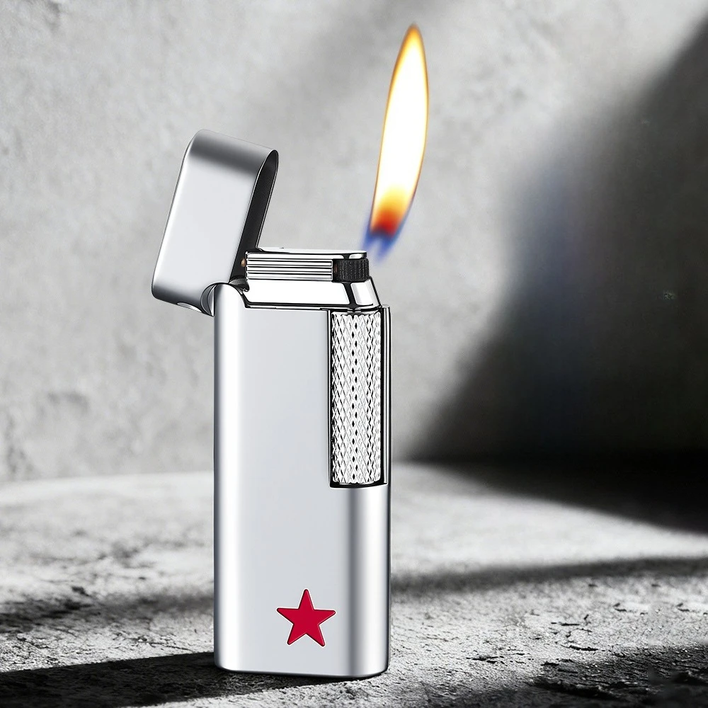 New Retro Classic Grinding Wheel Lighter, Side-sliding Personalized Inflatable Lighter, Compact and Good-looking Gift for Men