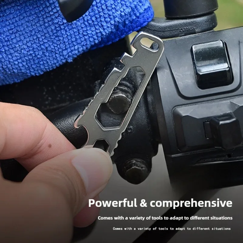 متعددة الوظائف الفولاذ المقاوم للصدأ قضيب رفع سلسلة مفاتيح صغيرة EDC عرافة وجع فتاحة الزجاجات المحمولة في الهواء الطلق المشي لمسافات طويلة بقاء أدوات #3