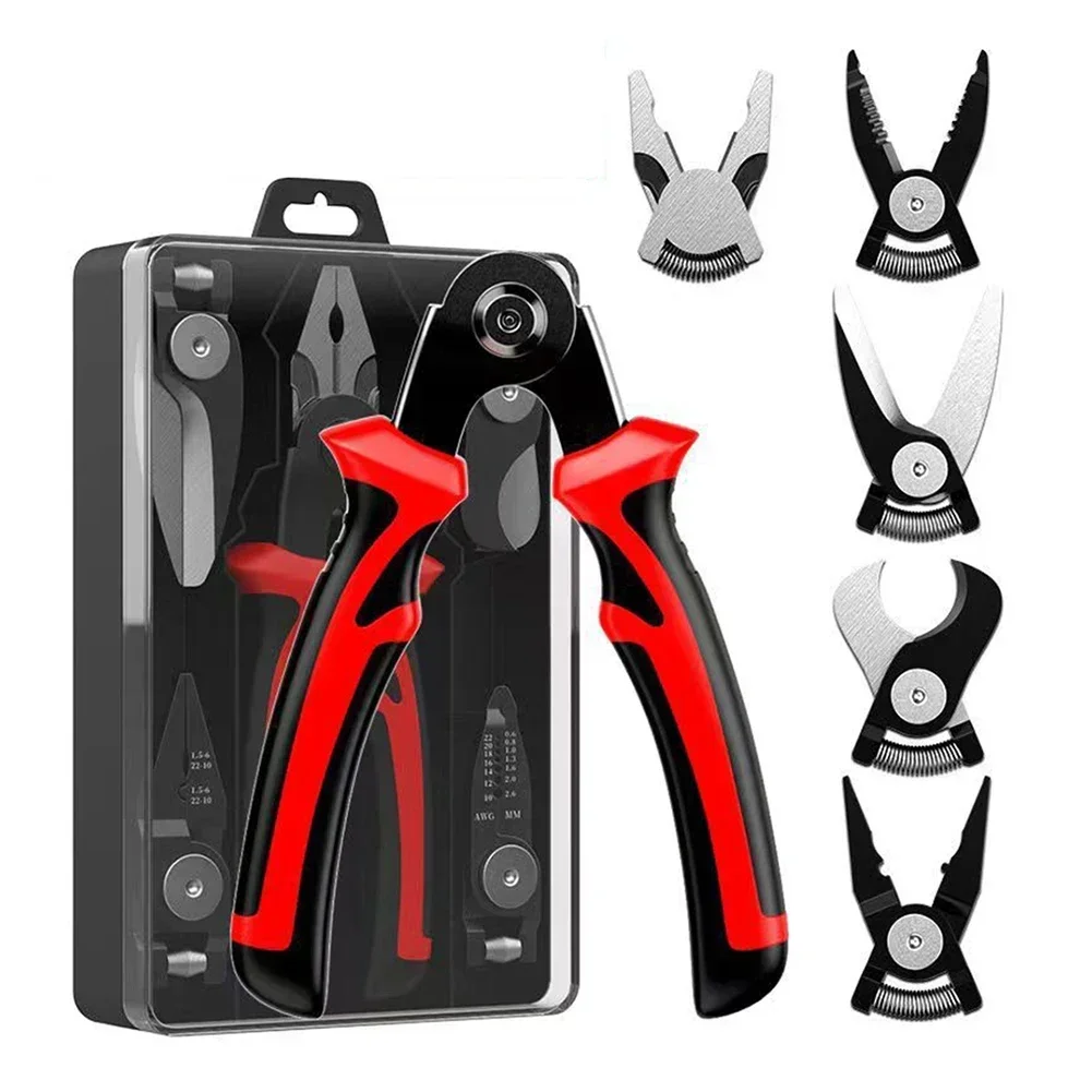 5 In 1 Multifunctional Replaceable Electrician Pliers Wire Stripping Pliers Wire Cutting Needle-nosed Pliers Special Tool