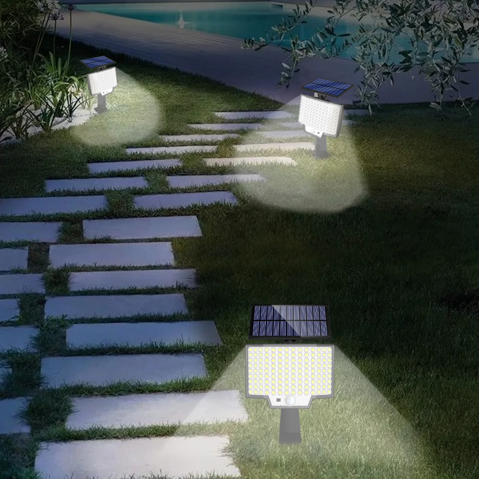 126 LED Solar Powered Motion Sensor Flood Lights with Remote,Dusk to Dawn Led Solar Security Wall Lights IP65 for Outside,Garage