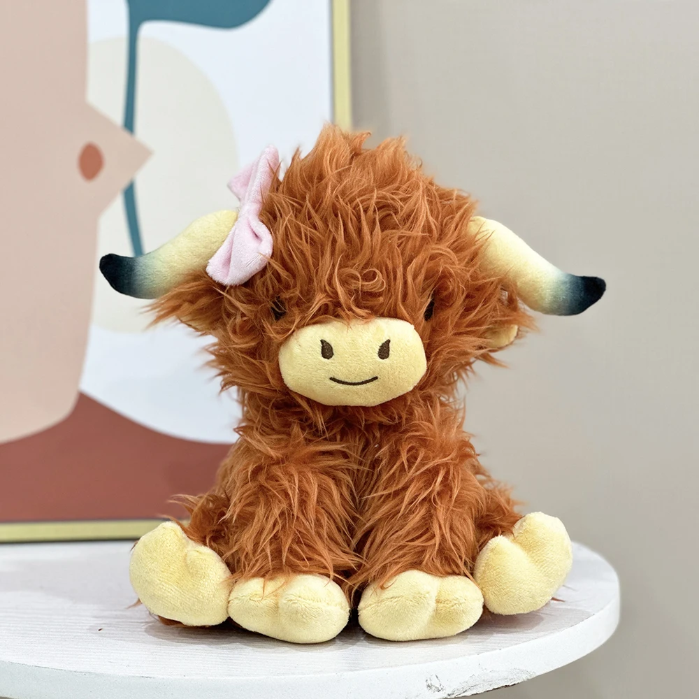 

Highland Cow Bow shaped plush cow, fun and cute plush toy, room plush decoration toy, Children's Christmas gift