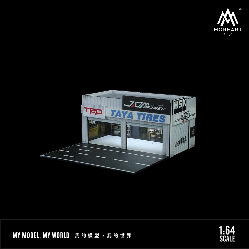 Meer Art 1:64 Parkeerplaats Diorama, Reparatiewerkplaats en Stalen Frame Plat Form Diorama voor Display & Collectie & Cadeau