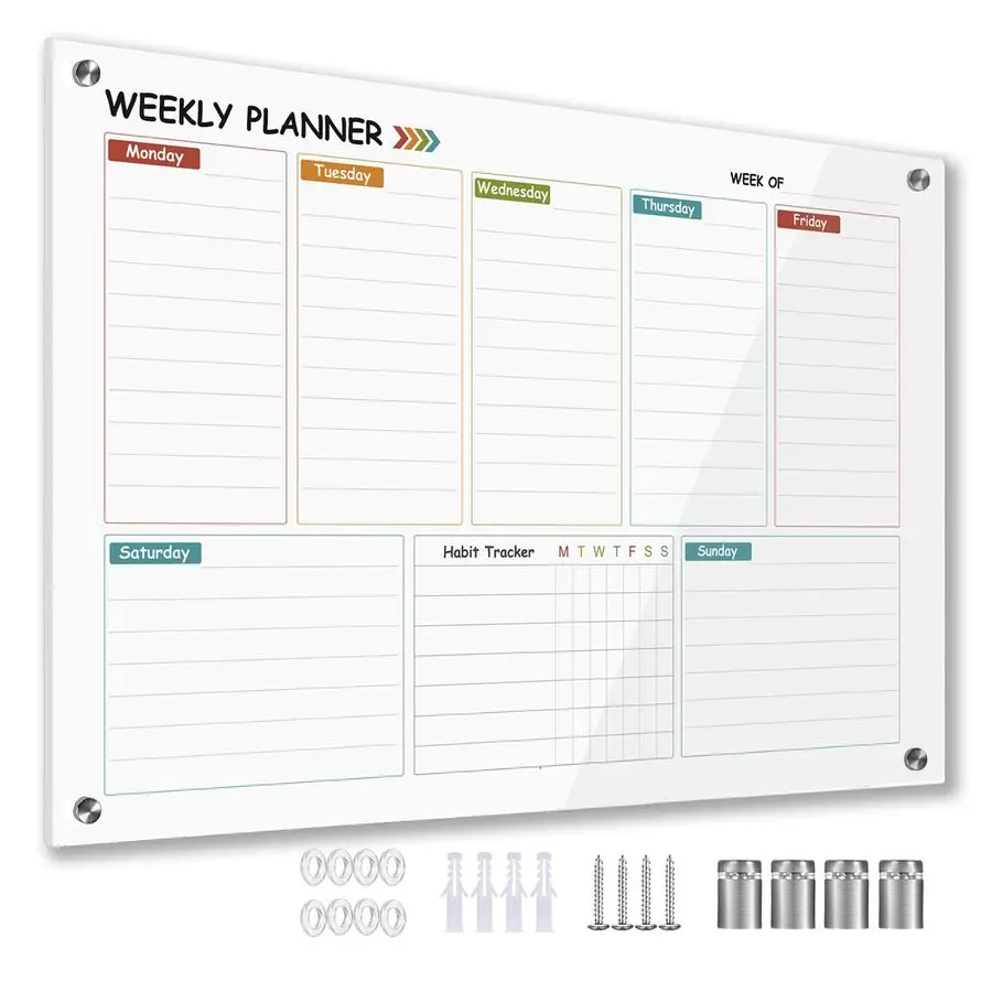 

Colorful Weekly Dry Erase Calendar Whiteboard for Wall,24x 36,Frameless Mounting,Office School Home, Frameless Large Planner Whi