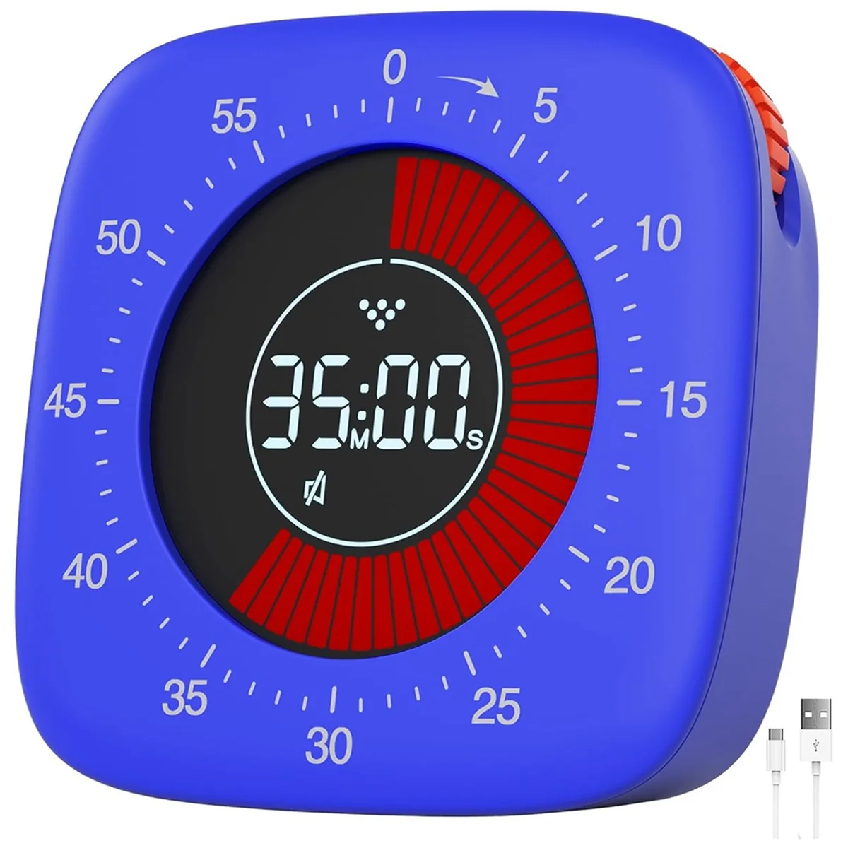 

Digital Timer for Kids,60 Minute Rechargeable Countdown Timers for Children Study Timer for Kitchen Classroom Blue