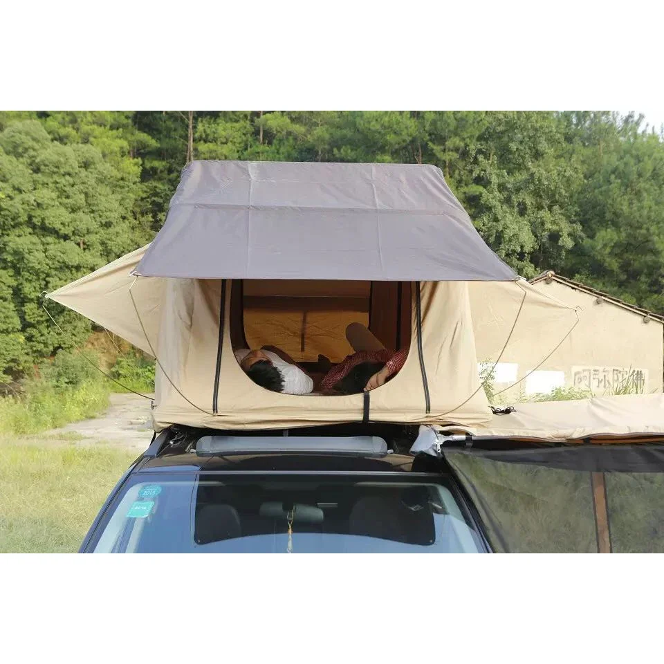 4x4 Roof Top Car Off Road Camping Tent with 280g Polyester-cotton Green and Beige Color Roof Tent