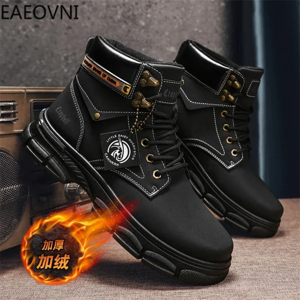 الرجال دراجة نارية الأحذية الدفء المضادة للانزلاق رجل الثلوج التمهيد مقاومة للاهتراء خفيفة الوزن المشي لمسافات طويلة حذاء رجل منخفضة القمم الكلاسيكية الساخن بيع