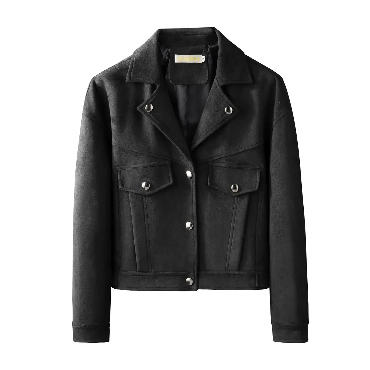 Printemps automne nouveau haut de gamme décontracté daim veste courte vêtements d'extérieur femmes facile minceur ample à manches longues simple boutonnage veste hauts