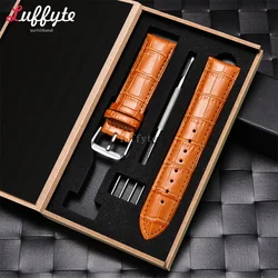 Business Bamboo Patterned Cowhide Strap 18mm 20mm 22mm 24mm High-End Gift Box Packaging Watchband