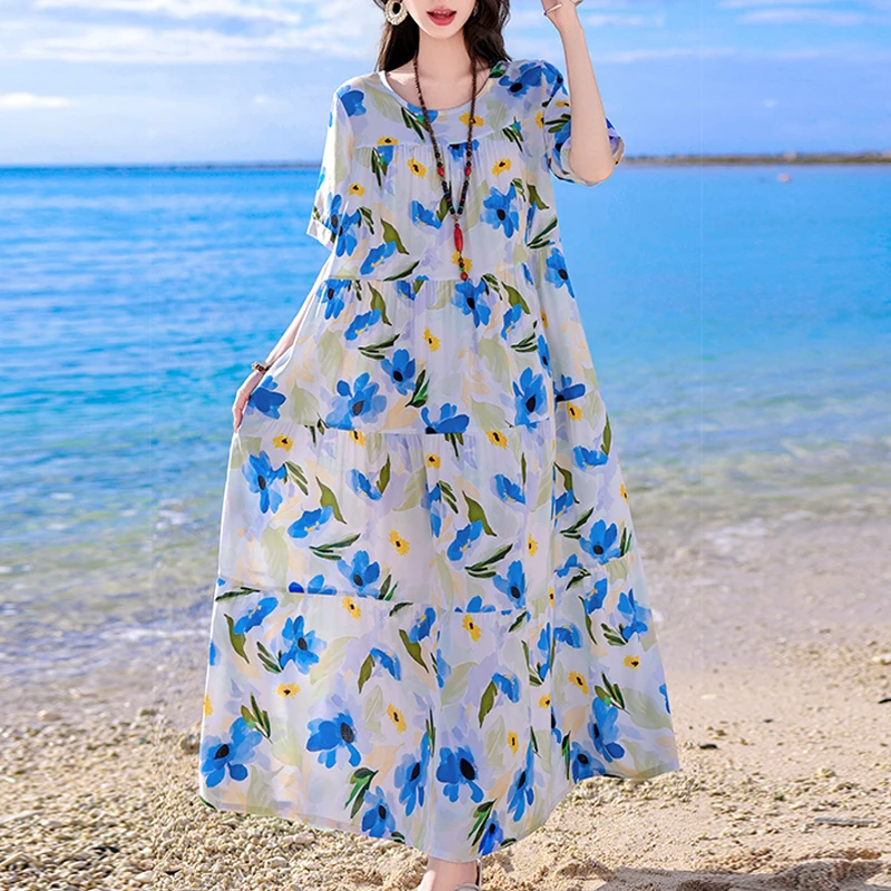 VintageLooseprintDressSummerPlusSizeCasualSundressWomenElegantplussizeVestidos-AliExpress200000345