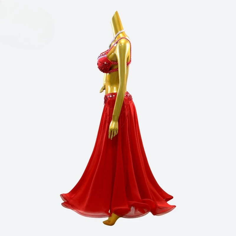 Customized Red Bra Belly Dance Costume Group Stage Competition Performance Skirt Advanced Oriental Dance Clothing Practice Dress