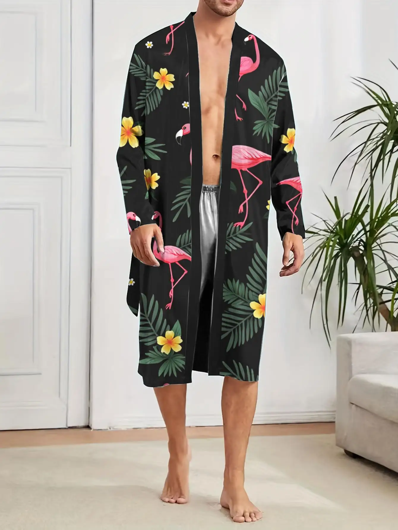 1pcs Men's Robes 2026 Spring/Summer Sleepwear nightie for men Polyester Graphic 3D Printed Robe man Sleepwear Men's bathrobe
