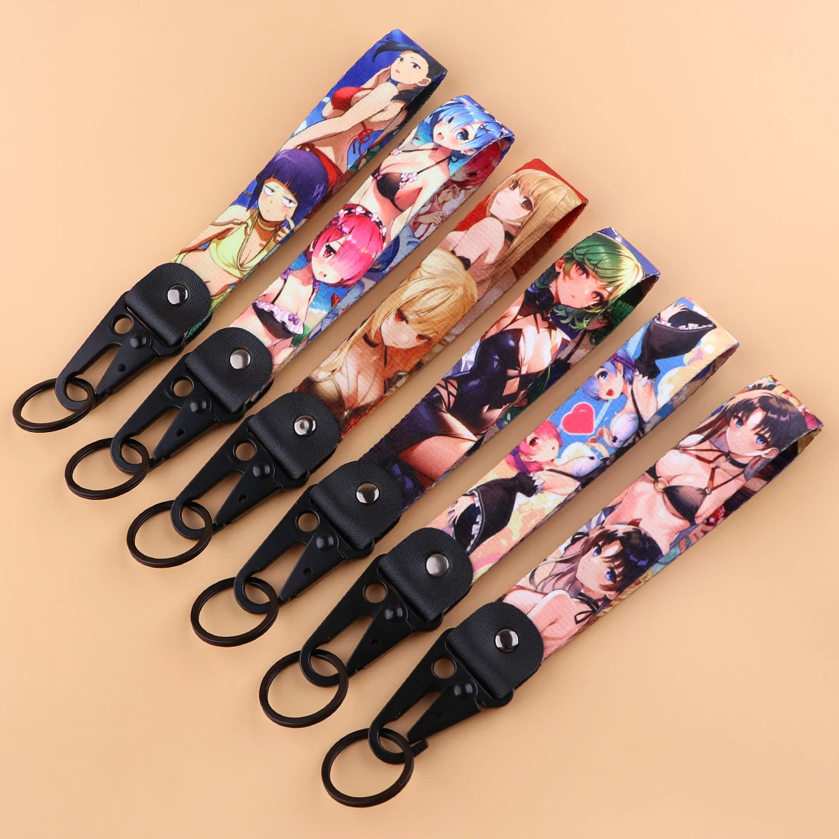 Short Phone Rope Wrist Strap Anime Lanyard for Keys Bracelet Key Ring Holder Car Motorcycle Keychain Accessories
