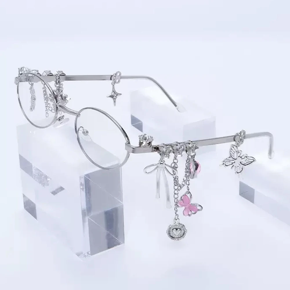 

1pcs Lolita Eyeglasses Fashion Star Diamond Small Frame Glasses for Sweet Spicy Girl Pendant Eyewear Cosplay Accessories