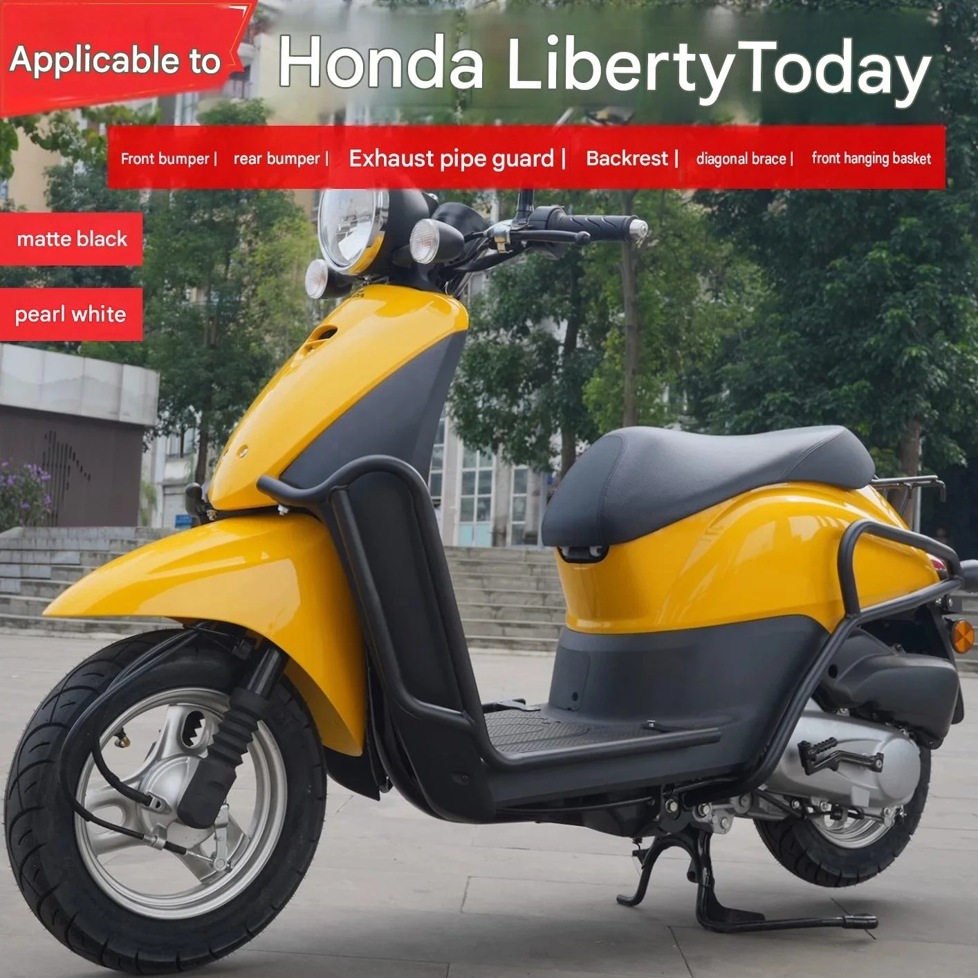 For HONDA Today50 Anti-Collision Crash Bar Full-Wrap Body Bumper with Exhaust Guard Foldable Backrest Frame for Enhanced Safety
