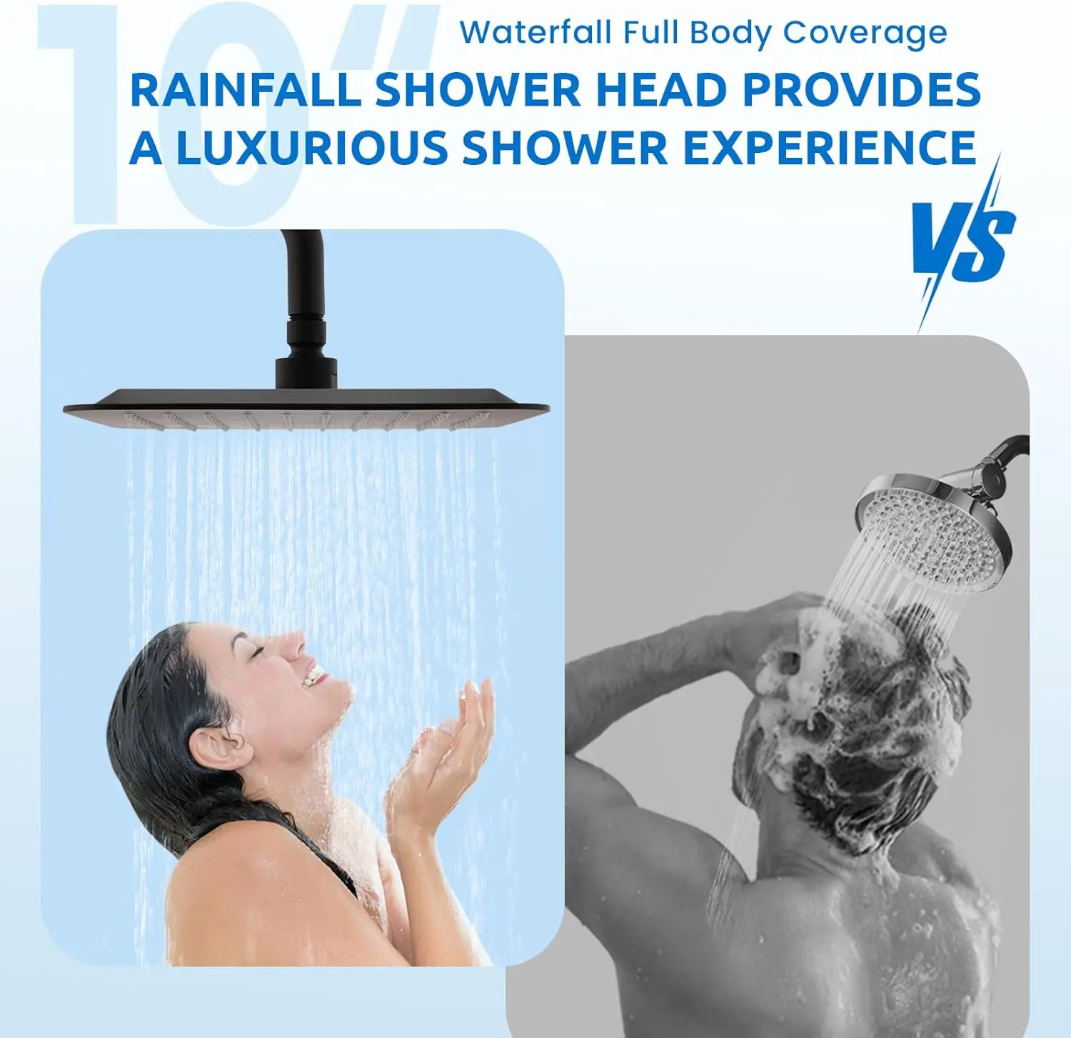 Upgraded Dual Shower Heads Combo with Filter, 10 Inch Rain and Handheld, High Pressure Adjustable Black