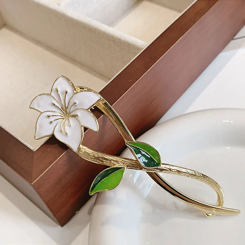 Neue Damen-Haarspange aus Metall, elegante goldene Blumen-Haarspangen, Haarklammer, Krabben-Haarband, Pferdeschwanz-Clip, Kopfschmuck, Haaraccessoires, Tiara – Detail 19