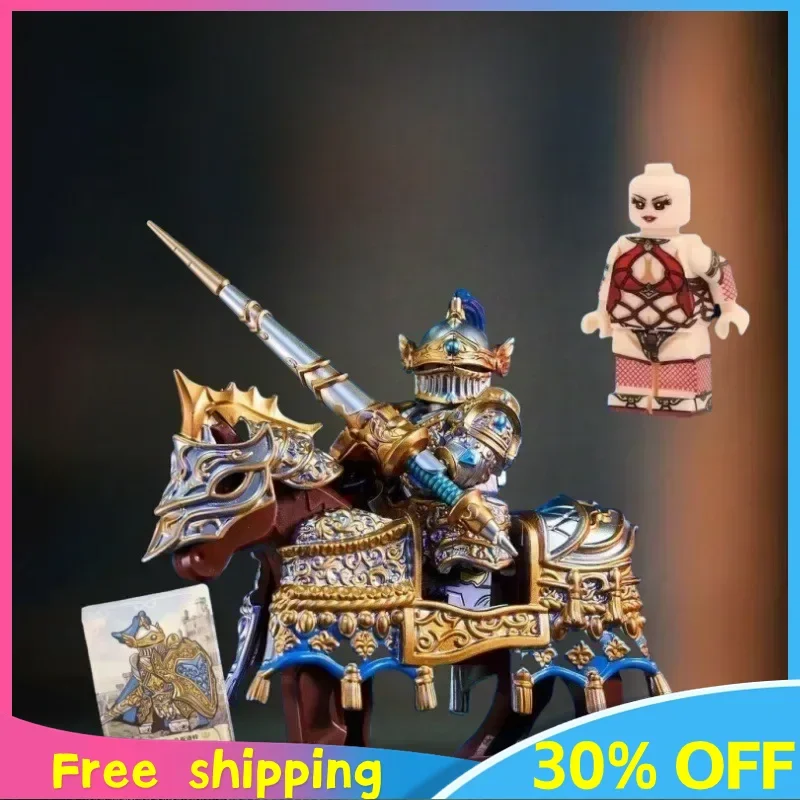 

5cm Knights of The Round Table Peripherals Lancelot Carrying Building Blocks Knight Figure Model Ornament Birthday Gifts Toy Kid