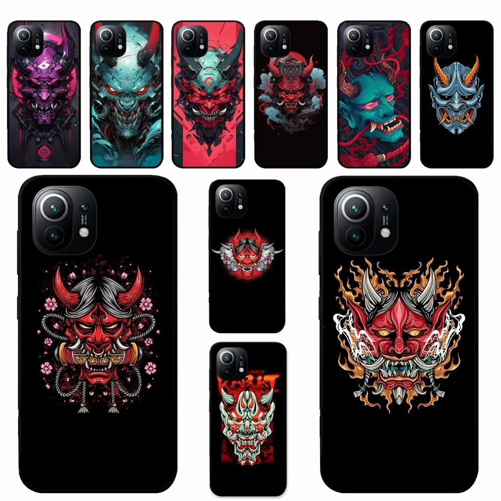 Japanese Oni Hannya Demon Mask Phone Case For Xiaomi Mi 5X 8 9 10 11 12 Lite Pro 10T PocoX3pro PocoM3 Note 10 Pro Lite