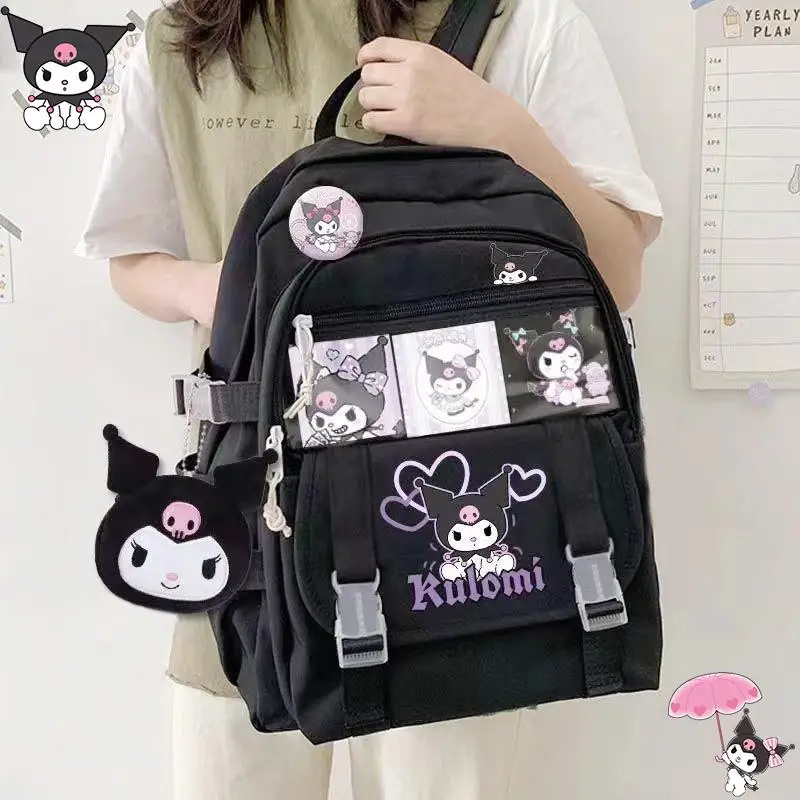 

Аниме Sanrioed Kuromi Рюкзак Kawaii Cinnamoroll My Melody сумка большой емкости для студентов милый подарок с искусственными элементами