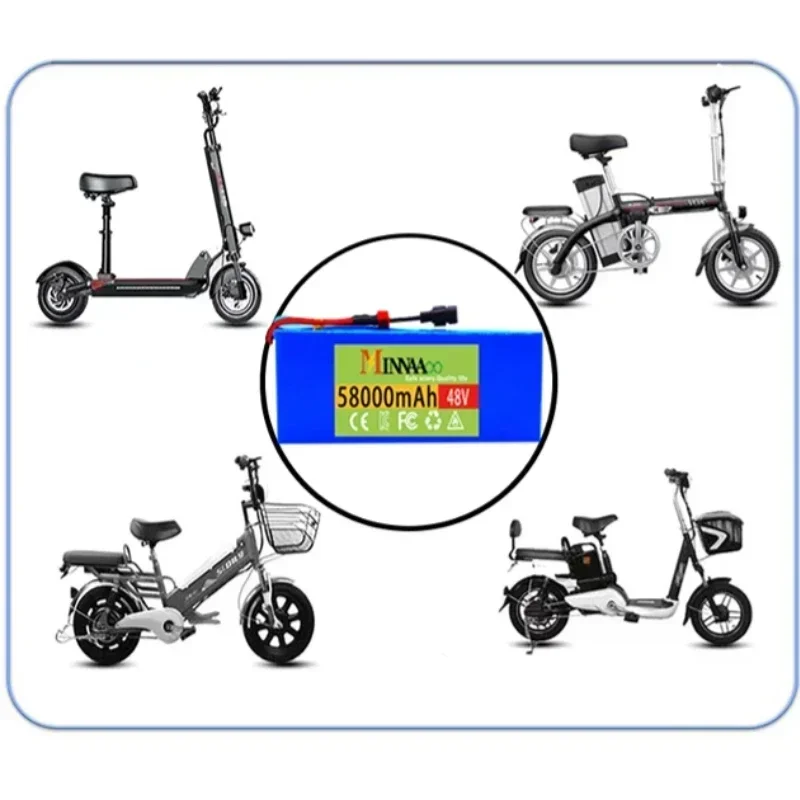 

New 48V 100Ah 13S3P XT60 48V Replacement Lithium Battery Pack 100Ah For 54.6v E-bike Electric bicycle Scooter with BMS+charger