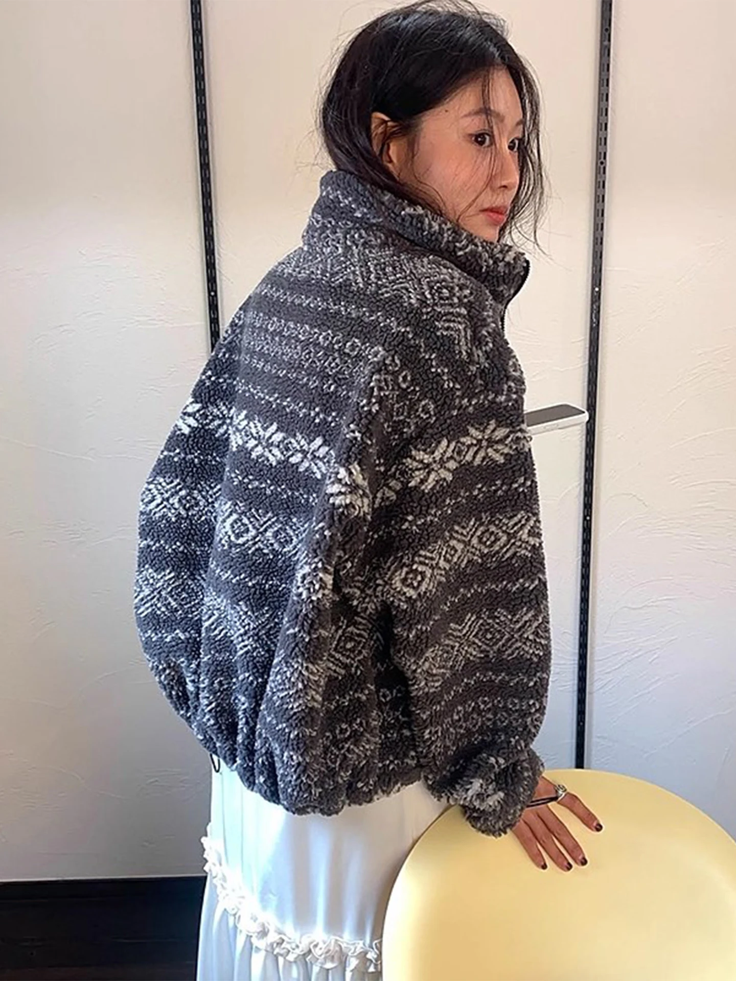 Damski płaszcz z ciepłego futra jagnięcego, ocieplany bawełną, luźny, ze stójką, idealny na zimę, nowy, retro, w stylu koreańskim.