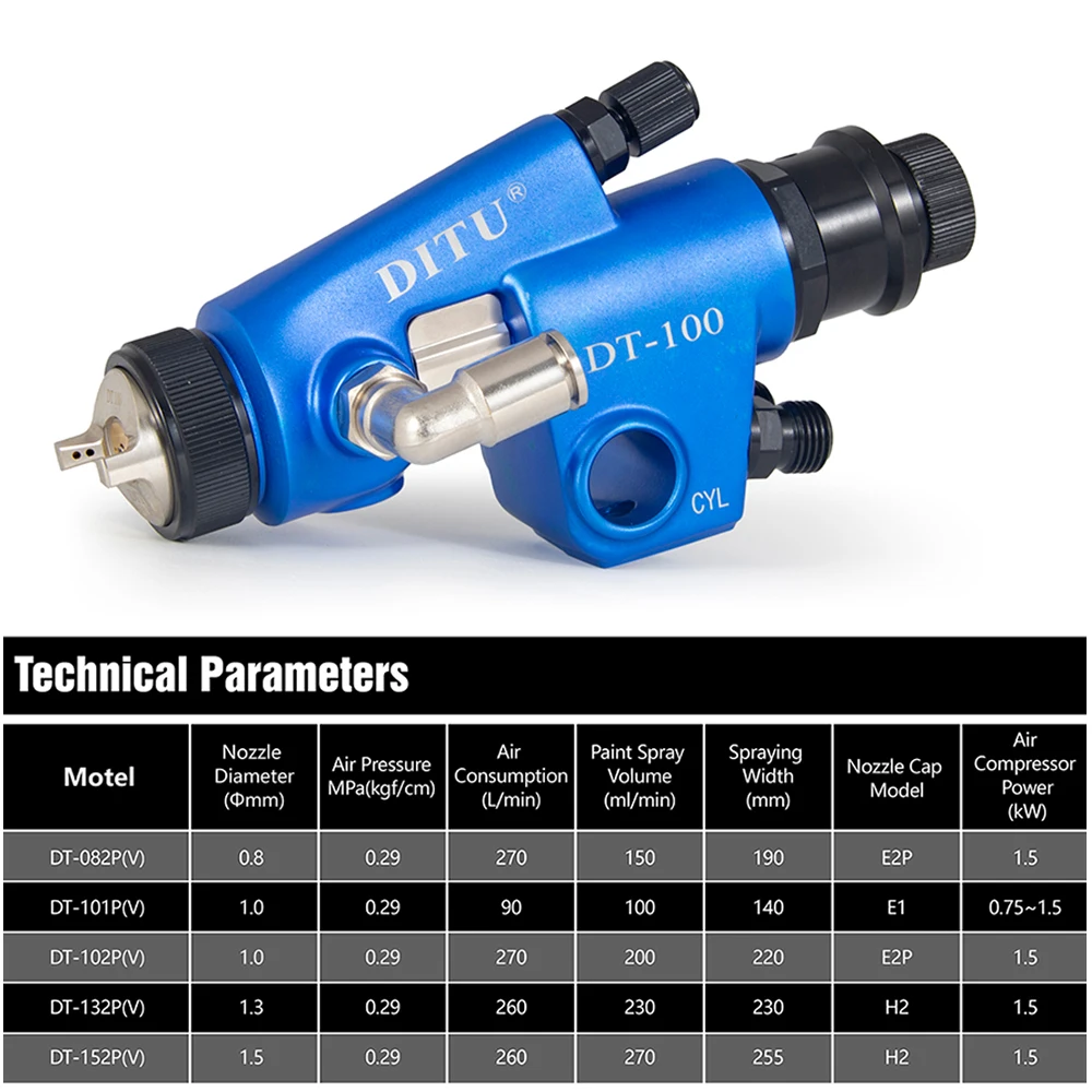 Special Spray Gun For New Assembly Line DT-100 Automatic Spray Gun 0.8 1.0 1.3 1.5mm Spray Tool With Scale Fine-Tuning Function