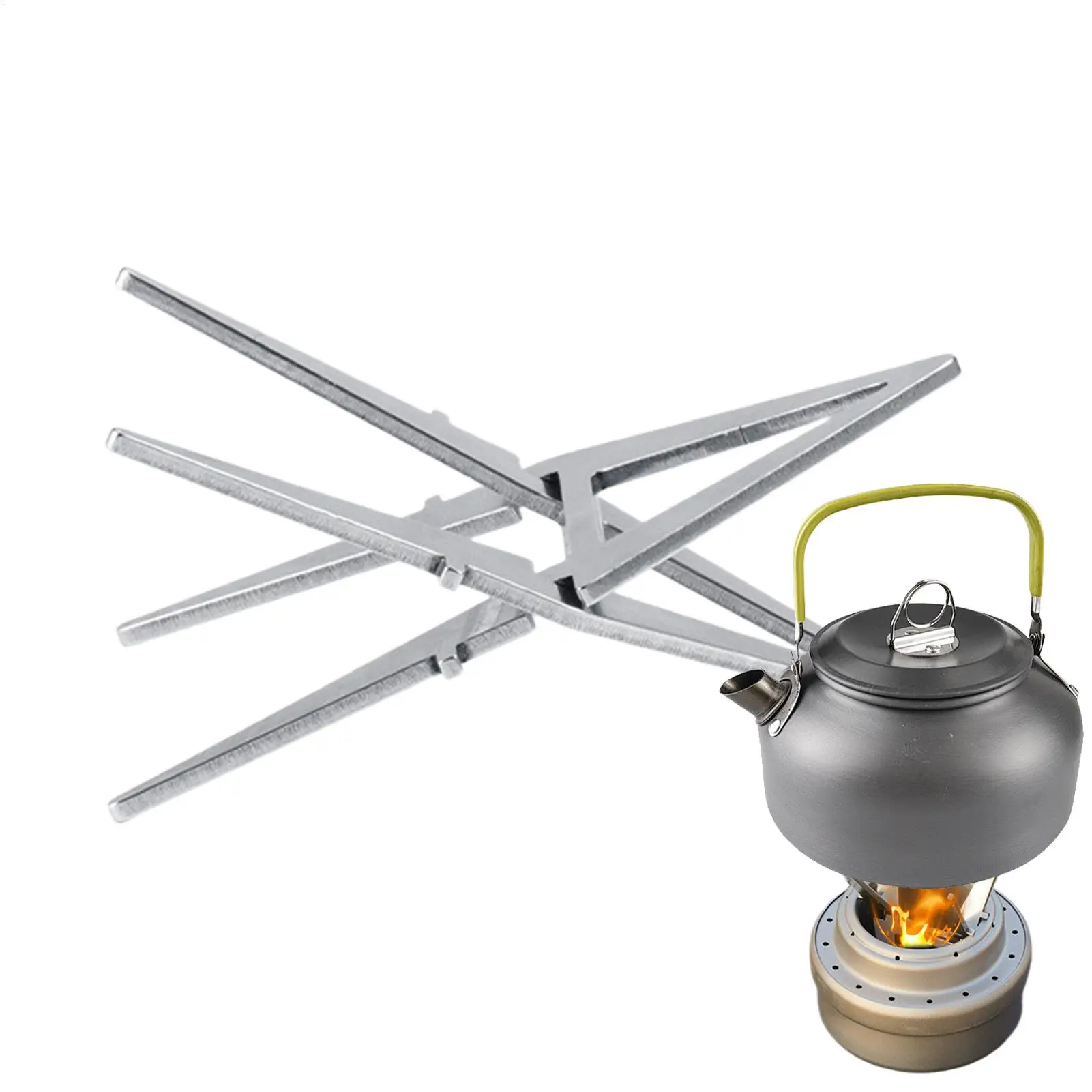 Portable Alcohol Stove Internal Bracket Stainless Steel Detachable Four-corner Kettle Bracket Camping Accessories for Ourdoor