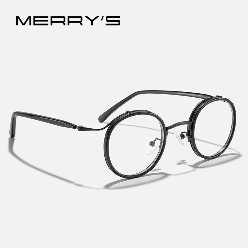 MERRYS DESIGN Retro Round Steampunk Glasses Frame Men Women Luxury Titanium Alloy Eyewear Prescription Eyeglasses S2905