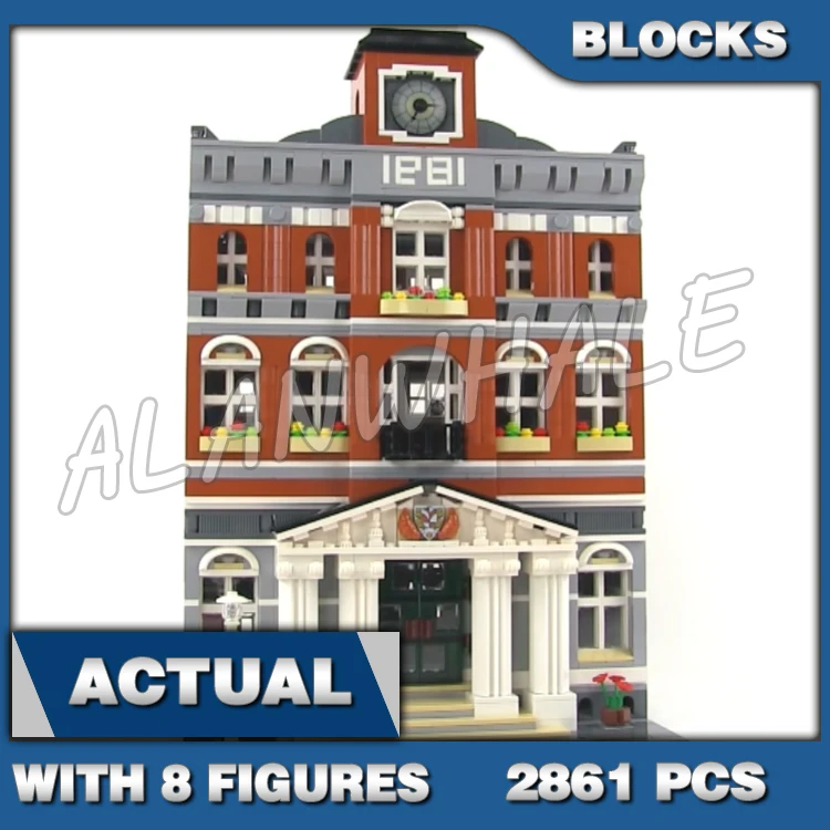 2861pcs Creative Expert Modular 3-story Town Hall office Room Bell Tower 15003 Building Blocks Toys Compatible With Model