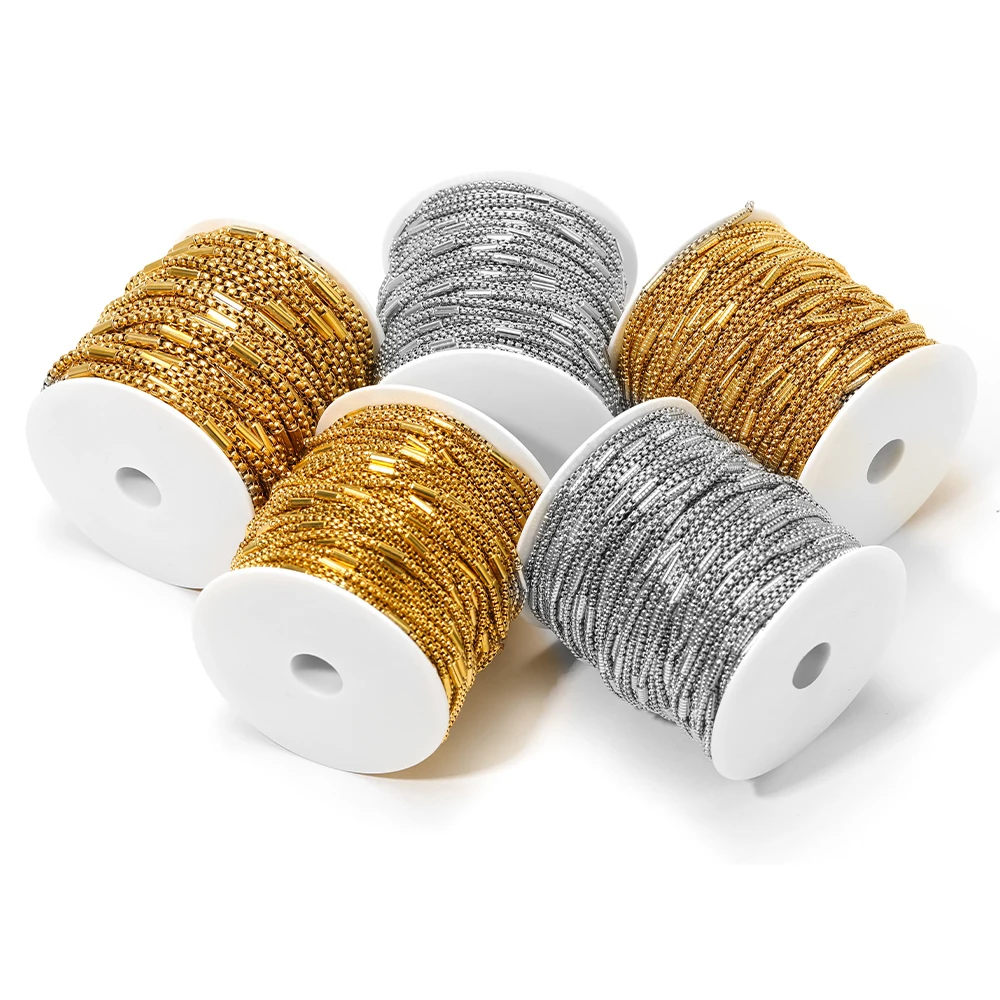 1 Meter Gold Plated Stainless Steel Square Bead Clamp Tube Chains Bulk for DIY Fashion Jewelry Making Necklace Bracelet Findings view 4