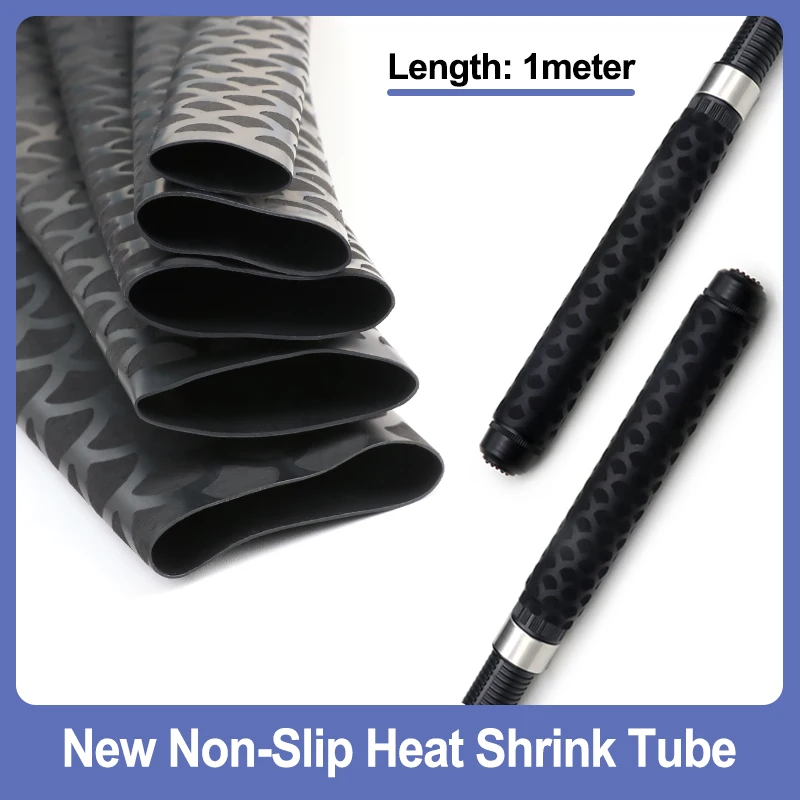

1M New Black Non-Slip Heat Shrink Tube 15/18/20/22/25/28/30/35/40/45mm Bicycle Handle Fishing Rod Wrap Waterproof Skid Protector