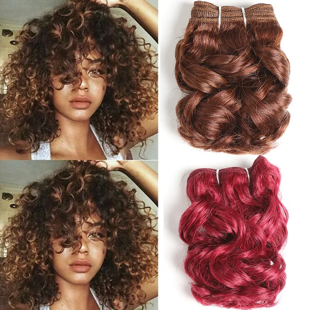 

3PCS /Lot Curly Wavy Human Hair Bundles Brazilian Human Hair Weave Bundles Curly Hair Extensions