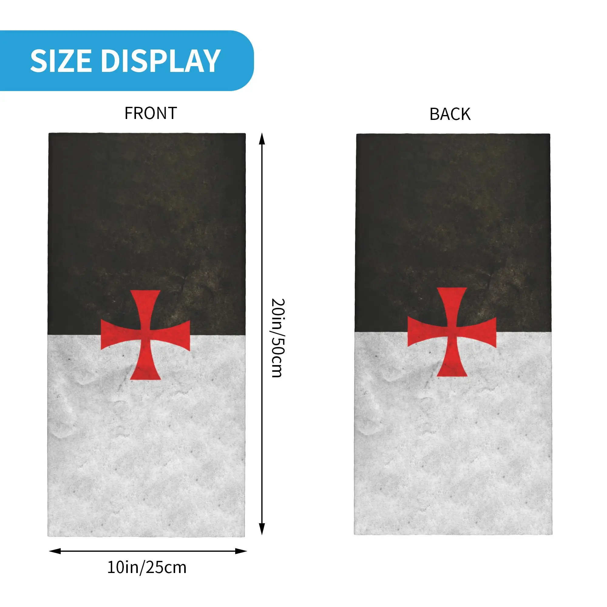 Flag of the Knights Templar Bandana Winter Neck Warmer Women Windproof Wrap Face Scarf for Ski  Gaiter Headband