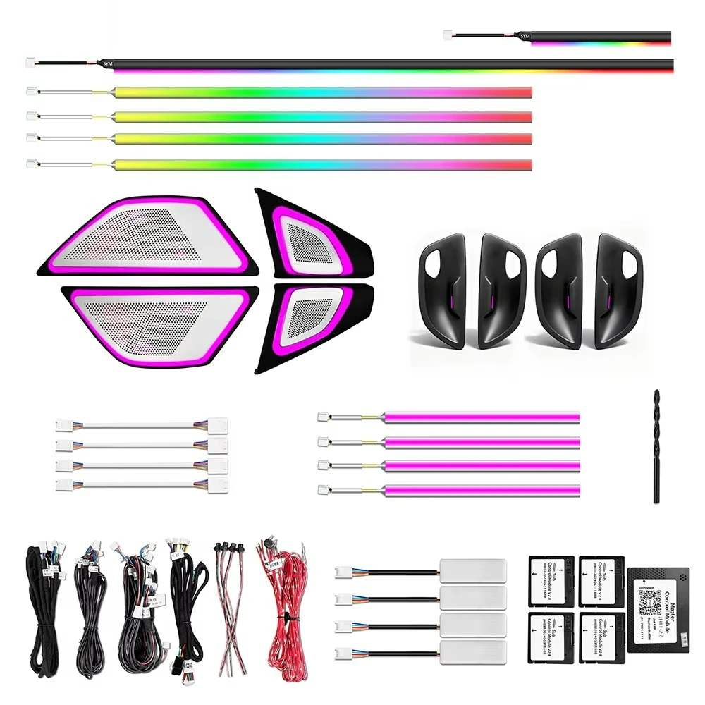 OEM-style ambient light kit for BMW 5 Series F10 F11 2010-2017, interior LED speaker cover light upgrade