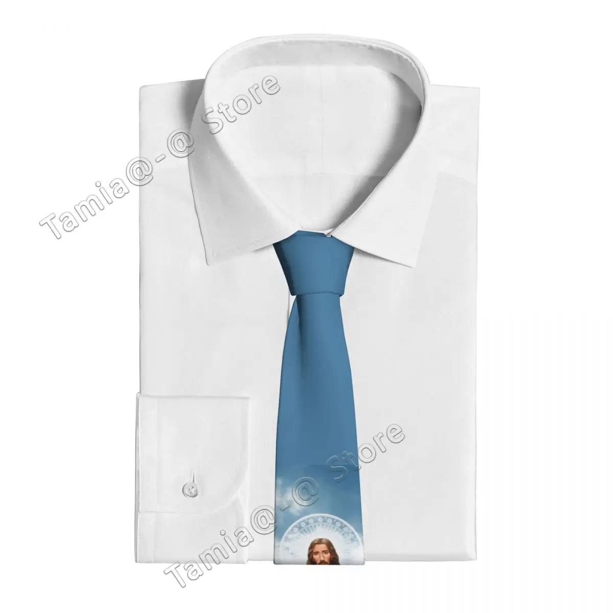 Christian Men Necktie Casual Polyester 8 cm Narrow God Bless Jesus Christ Neck Tie for Mens Accessories Gravatas Wedding Office