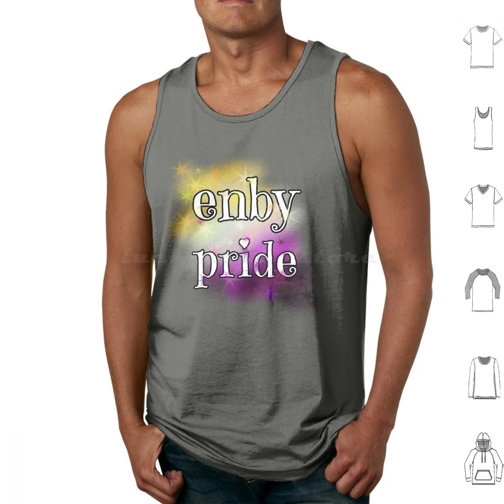 Enby Pride Tank Tops Vest Sleeveless Enby Nonbinary Non Binary Pride Queer Community Inclusive Trans Trans Rights Are Gender