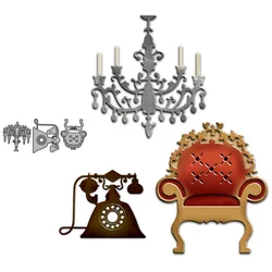 MangoCraft Retro Metal Cutting Dies European Style Sofa Phone Chandelier DIY Scrapbooking Decor Cut Dies For Handmade Card Album