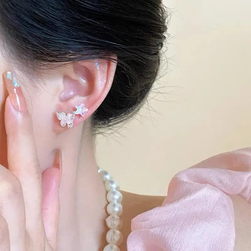 NEW 7Pairs Y2K Cute Butterfly Star Pearl Stud Earring For Women Exquisite Mini Earrings EMO Jewelry Gift Wholesale Direct Sale view 3