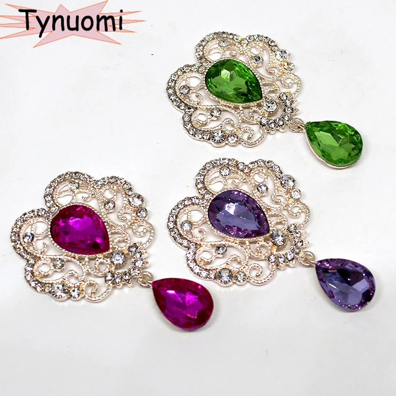 10 boutons strass en or Rose, 28x48MM, 10 pièces, décoration de verre à vin de mariage, broche en métal pour vêtements, accessoires artisanaux DIY