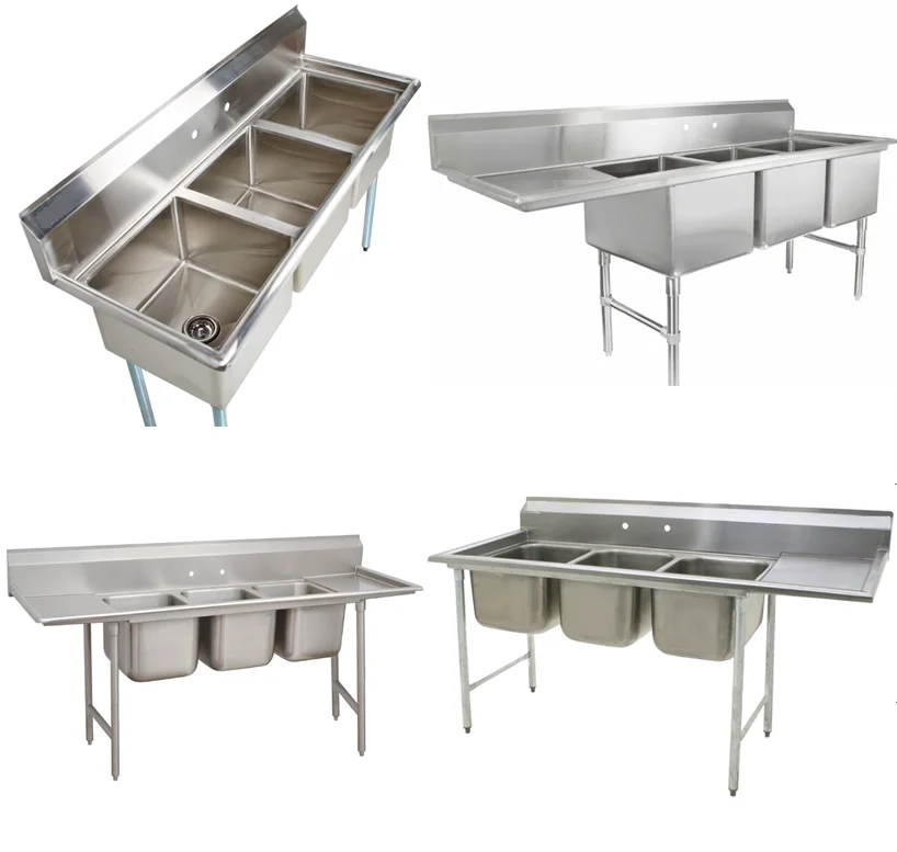 gm-Factory Direct Hot Selling Stainless Steel 3 Compartment Sink Commercial