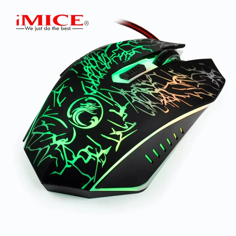 IMICE X5 USB Egér Meg nem látott ergonomic Egér Optikai 2400DPI 1.5M színben ledes customizing 6 Szállodai küldönc vezetékes PC Játék kiegészítők