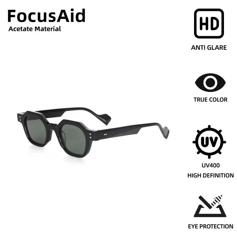 

FocusAid классические винтажные роскошные брендовые дизайнерские женские солнцезащитные очки из ацетата мужские винтажные солнцезащитные очки ручной работы UV400 нейлоновые линзы