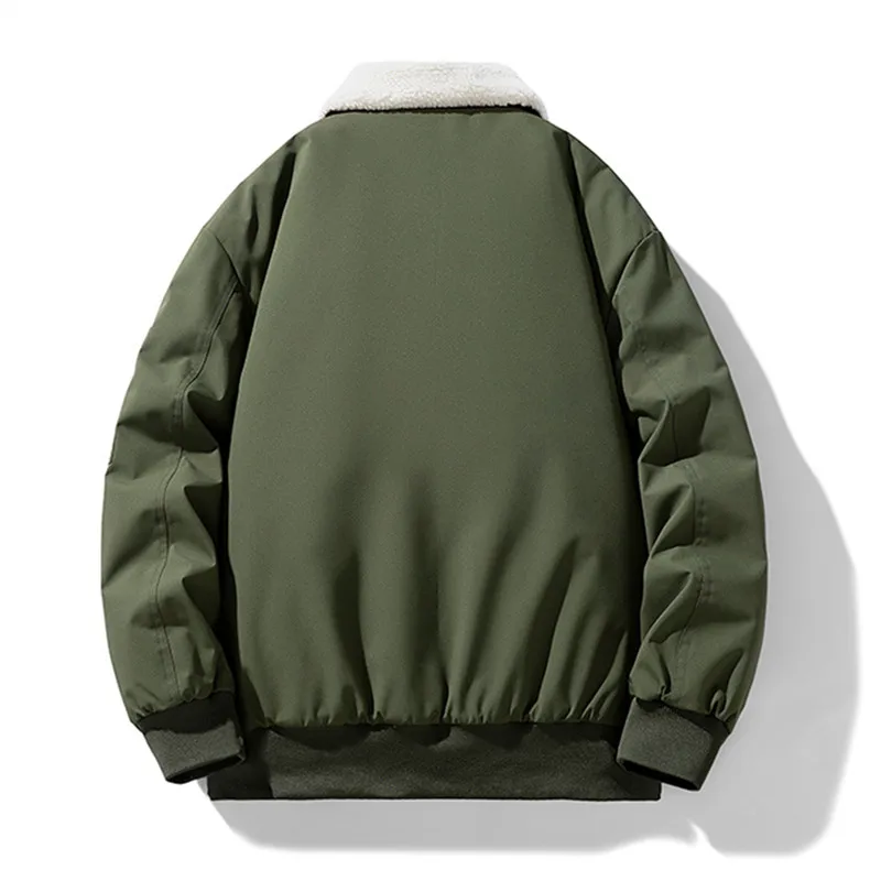 Winter Men's Fashion Parkas Solid Color Turn Down Collar Cargo Thick Outerwear Coat Men Casual Warm Parka Jackets Plus Size 8XL