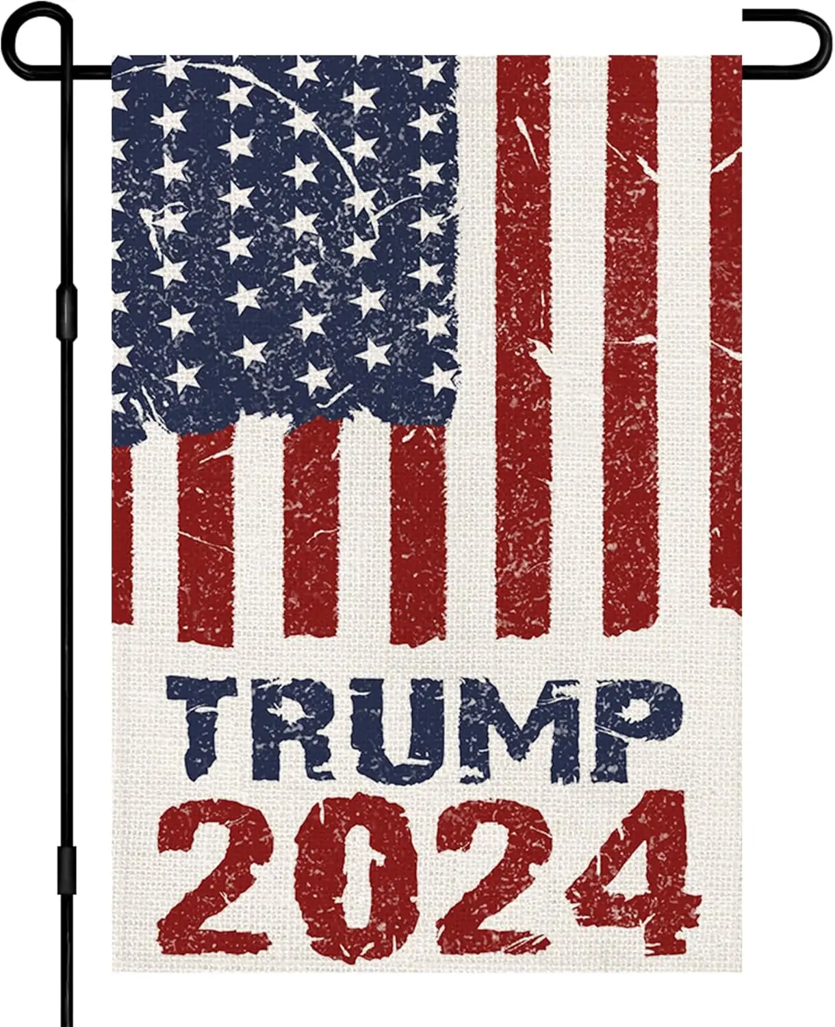 2024 Donald Trump Garden Flags for Outside 12x18 Double Sided Burlap, Retro style American President Election Yard Lawn Outdoor