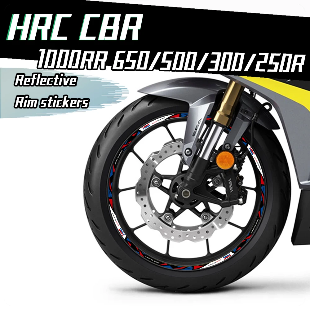 For CBR1000RR 125 CBR650/600/500/400/300/250r Reflective Motorcycle Wheel Sticker Rim Hub Stripe Decal Tape Waterproof