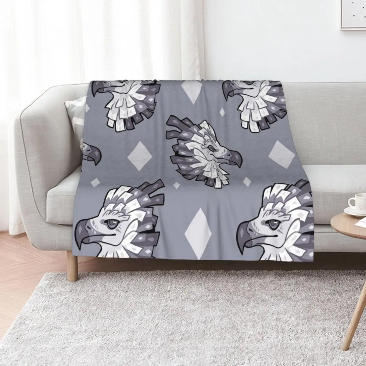 

Gray harpy eagle Throw Blanket Flannel Fabric Furrys Cute Plaid valentine gift ideas Blankets