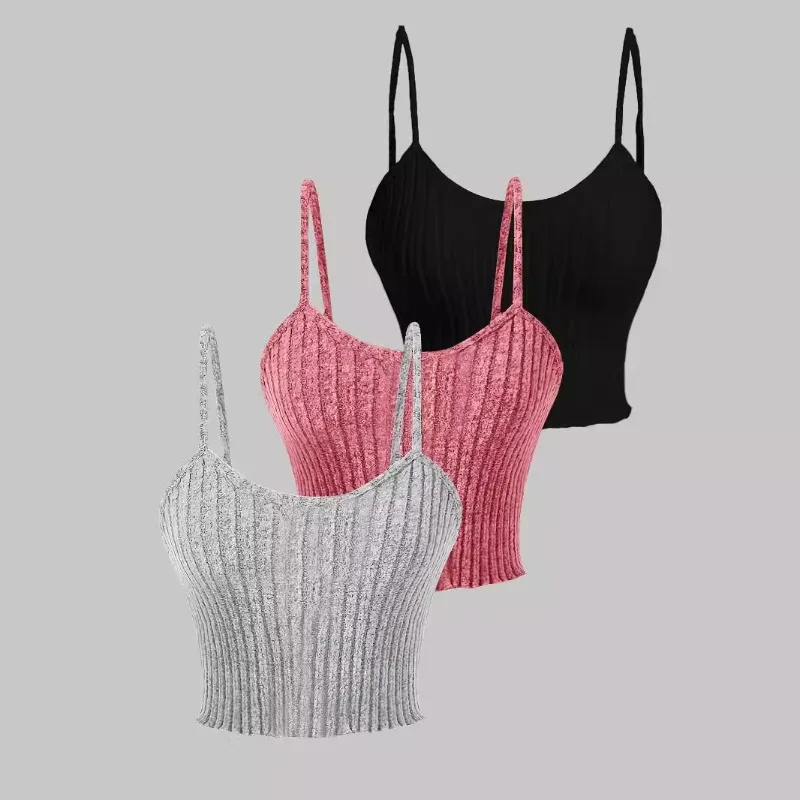 Mia Muse Tanks Summer Korean Casual Strapless Solid Color Sleeveless Sweetheart Neck Skinny Fit Three-Piece Tanks for Women