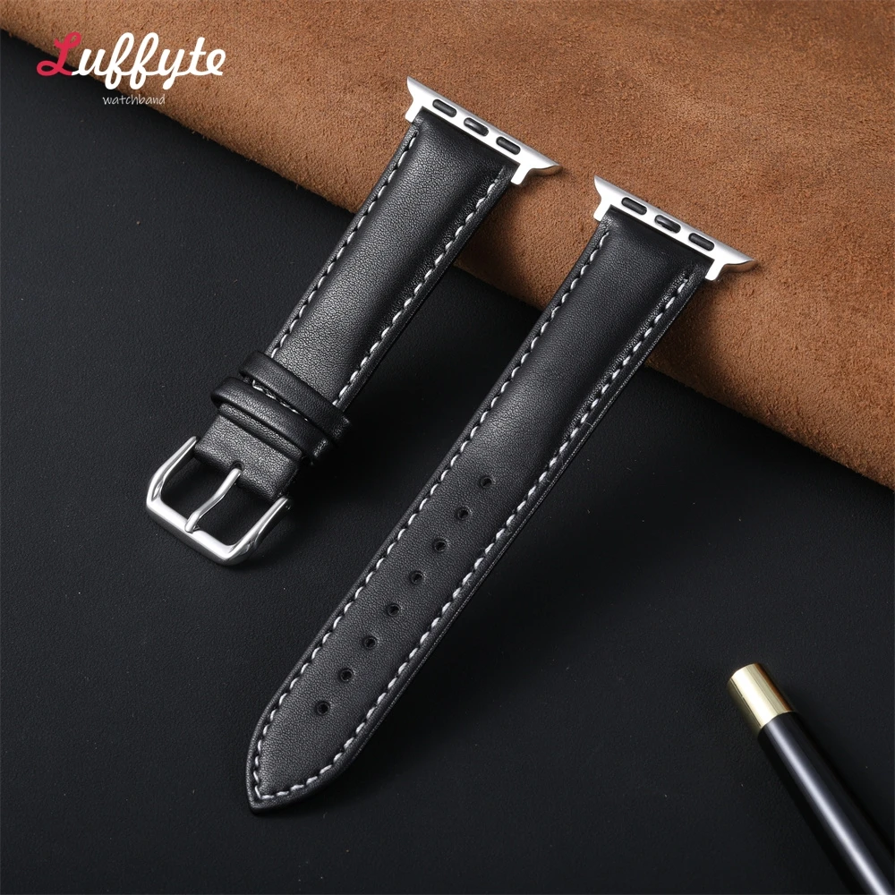 Weiches Lederarmband für Apple Watch 10 9 Ultra 8 7 6 SE 5 4 3 Armband 38 40 41 42 44 45 46 49 mm Business-Armbanduhrenarmband – Detail 17